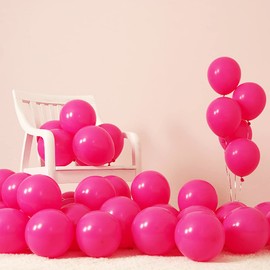 Hot Pink Party Balloons 100pcs 12 Inch Pink Latex Balloons for Girl Women Birthday Wedding Bridal Shower Bachelorette Valentines Engagement Party Decorations