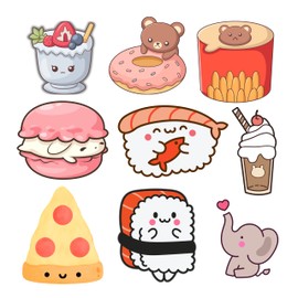Kawaii Food Stickers, 9-Piece Set with Sushi, Desserts and Cute Animals Design, Decorative Decals,Stickers Graphic - Auto, Wall, Laptop, Cell, Truck Sticker for Windows, Cars, Trucks