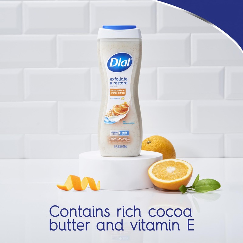 Dial Body Wash, Exfoliate & Restore Cocoa Butter & Orange