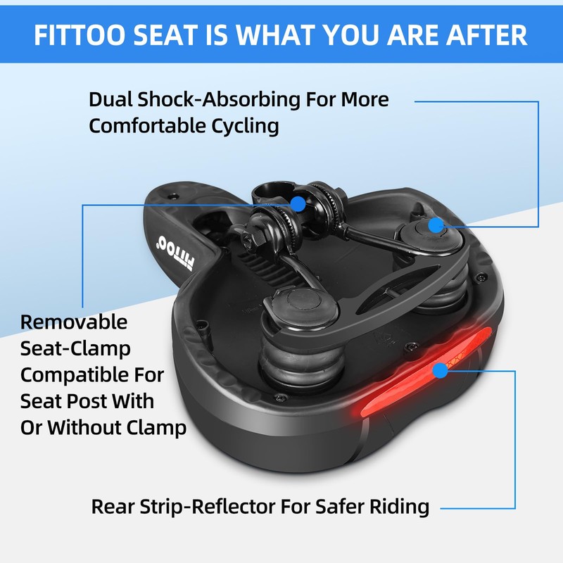 FITTOO Bike Seat, Large Bicycle Saddle for Electric and Hybrid