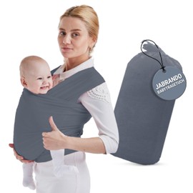 JaBranDo - Baby Sling - Baby Wrap Recommended by Midwives - Ideal for Longer Carrying Times - Supports the Spine - Security for the Baby - Discreet Breastfeeding Support (Grey)