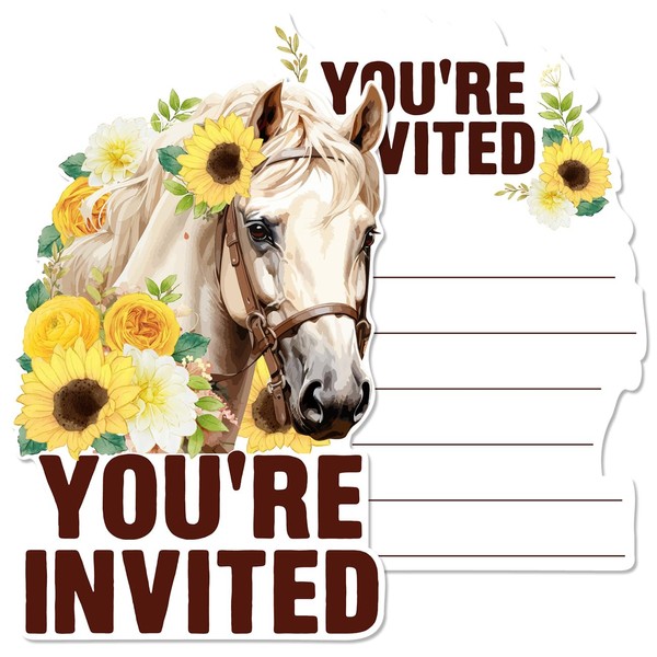 MQCLYSG 20 Set Western Horse Party Invitations with Envelopes Horse-loving