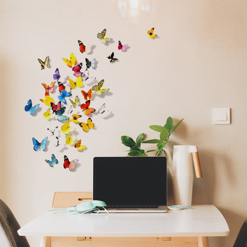 Jaamso Royals 'Multicolor 3D Butterflies' Wall Sticker 4 Combo of