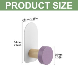 SYCOOVEN 5 Pcs Kids Wall Coat Hooks, Cartoon Animal Pattern Self-Adhesive Hooks, Cute Wooden Decorative Wall Hooks for Towel, Clothes, Key, Bags, Clothing, Towels, Hats(Macaron Round)