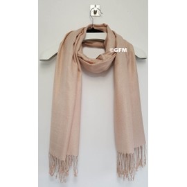 GFM® Pashmina Style Shawl Scarf - Nude Beige - Wedding, Bridesmaids, Proms, Evening, Bridal - Pinkish Beige - (B9-CHMP-glb)