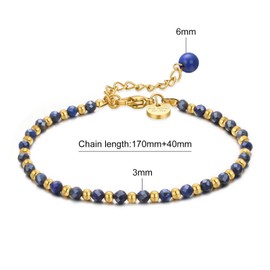 vissen Beaded Blue Natural Stone Bracelet For Women Lapis Lazuli Bracelet Gold Plated Adjustable Dainty Jewellery