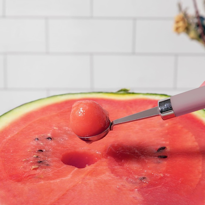 Round Melon Scoop, Double Sided Stainless Steel Round Scoop with
