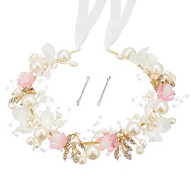 QIUTIMIY Flower Girl Hair Accessory,Princess Headpiece for Bridal Wedding,first communion pearl headpiece for girls Women,Style6
