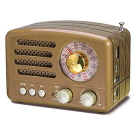 PRUNUS J-160 Retro Transistor Radio Battery Operated AM FM SW Radio, Small Rechargeable Portable Radio with 1800mAh Li-ion Battery, Support TF Card/Aux/USB MP3 Player(Gold)