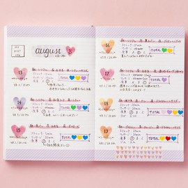 マークス 水性ペンで書けるマスキングテープ ミシン目入り 手帳デコ2巻セット 「マステ」 日付柄 ハート MST-FA09-B