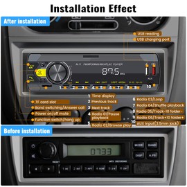 Car Stereo Bluetooth Single Din Car Stereo with Voice Assistant/Bluetooth 5.0 /MP3 Media Player with FM/7 Color Light/Car MP3 Player USB AUX Port/Audio Recording/Remote Control/USB Fast Charging