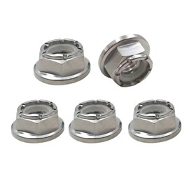 RISON Titanium Hex Nuts M12, Pack of 5 Locking Nuts Flange Nylon Lock Nut GR5 M12 x 1.25 mm, Self-Locking Nuts Stop Nut, Hex Screw Nuts Flange Nuts Lock Nuts Set