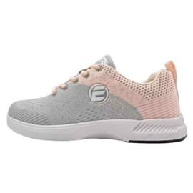 ELITE - Zapatos de bolos cómodos para mujer, suela universal deslizante, malla ultraligera estilo atlético para jugadores de bolos, gris/melocotón , 23.5 cm
