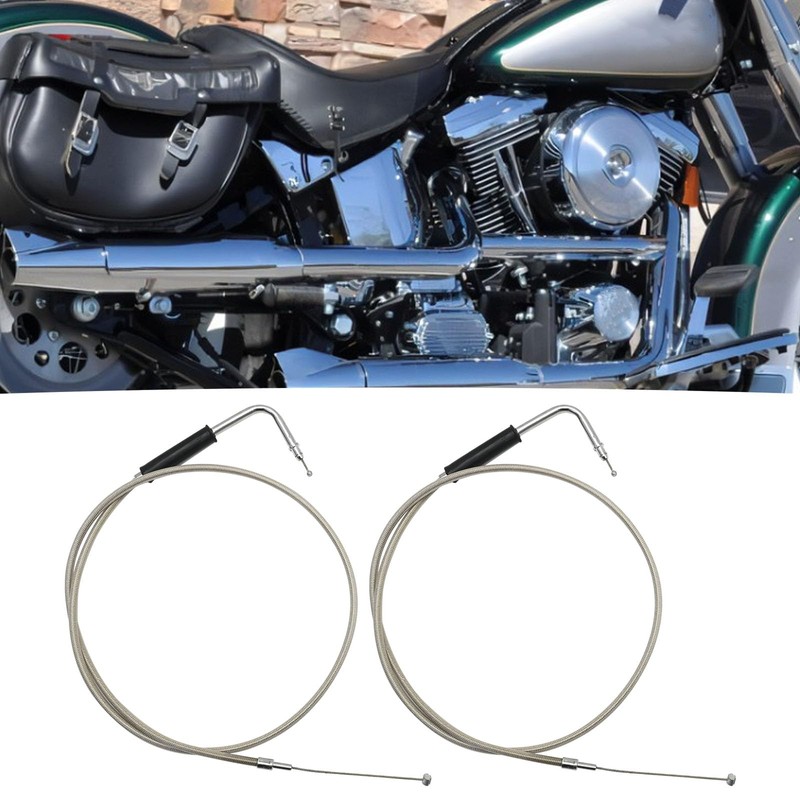 Newnessai 56579-02A Stainless Steel Throttle and Idle Cable Set, Replacement