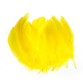 AWAYTR 100 Pcs Nature Goose Feathers for DIY Craft Wedding Home Party Decorations (Yellow)