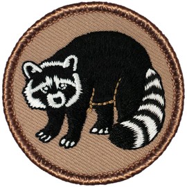 PATCHTOWN Black & White Raccoon Patrol Patch - 2"" Diameter Round Embroidered Patch (Hook & Loop Fastener)