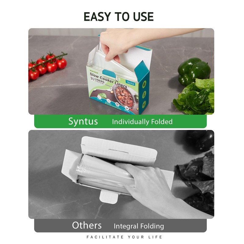 Syntus Slow Cooker Liners, 30 Count Cooking Bags Large Size