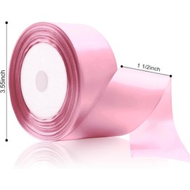 D-buy Pink Ribbon 11/2inch×25 Yards, Satin Craft Thick Ribbon Polyester Silk Hair Ribbon, String Ribbon for Gift Wrapping, Fabric Ribbon for Bouquets, Wedding, Festival Decor(4 cm)