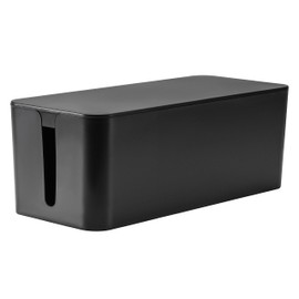 RICOO Cable Box, Cable Management Box Z3201-B, Cable Organiser Box 32 x 13.5 x 12.7 cm, Storage Box for Hiding Power Strips, Adapters and Cables, Cable Collector, Black