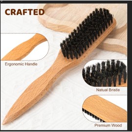6PCS Hair Styling Tools Kit, Boar Bristle Wooden Brush, Rat Tail Metal Pin Parting Comb Edge Control Brush,Bristle Teasing Hair Brush Topsy Tail Loop 