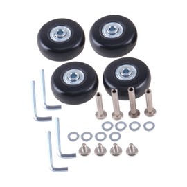 TIOMIOSEA 4 x 50 mm x 18 mm Replacement Luggage Castors, Rubber Castors, Ball Bearings, Suitcase Bearing Repair Kit, Exterior 4 x Shanks, 4 x Screws, 4 x Keys, 8 x Washers