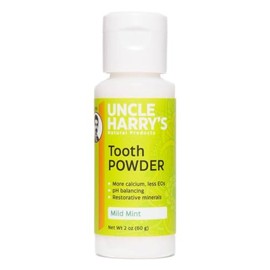 Uncle Harry's Remineralizing Tooth Powder for Strong Teeth and Gums, Help Alkalize and Remineralize, 2 oz, Mild Mint