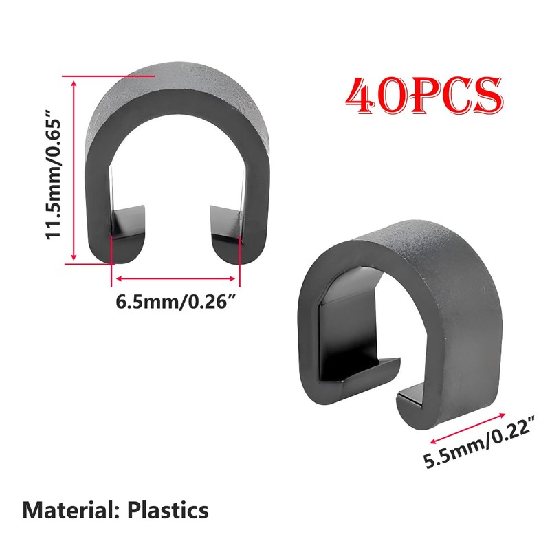 Qrity Pack of 40 Plastic C-Clip, Bicycle Clip, Bicycle Pull