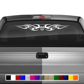 Sticky Creations Skull Tribal Flame Windshield Decal Sticker Vinyl Graphic Rear Back Window Banner Car Truck SUV Vehicle Tailgate 36"x4.25"+ (Design #116-05)