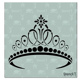 Stencil1 Tiara Stencil - Reusable Mylar Template Tiara Stencil for Painting Great for Birthday Parties & Decorations - Stencil for Crafts and Decorations (5.75” x 6”)