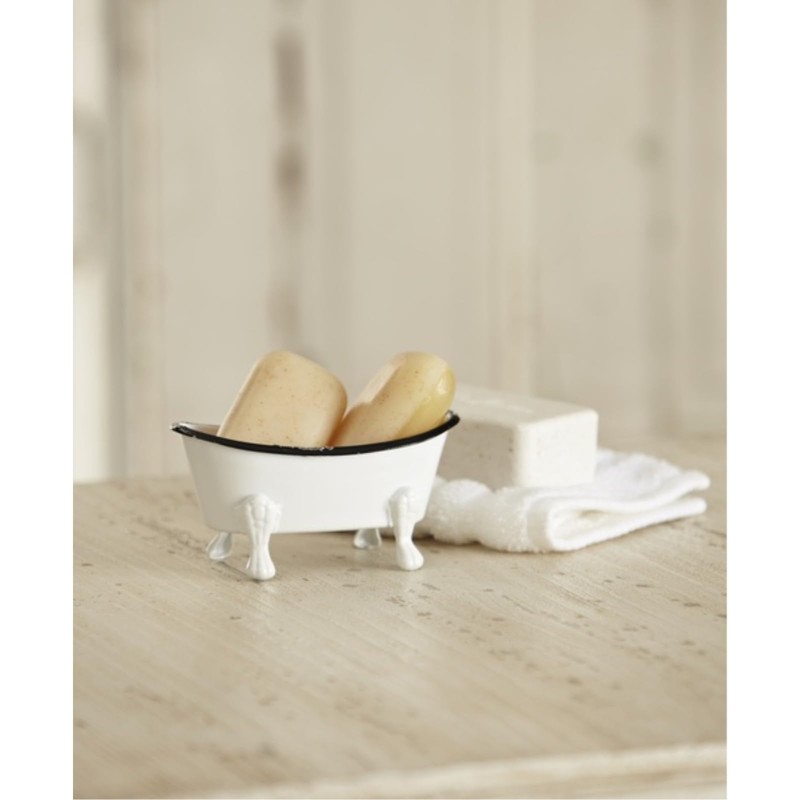 Black and White Bathtub Metal 5.5 x 2.75 Decorative Counterop