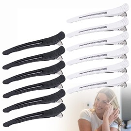 Broches Cabello Mujer Clip, 12 Clips para Cabello Estetica Antideslizante y Inoxidable para Peinar y Seccionar, Pinzas Pelo Peluqueria, Estilismo, Picos de Garza para Estilismo (12)