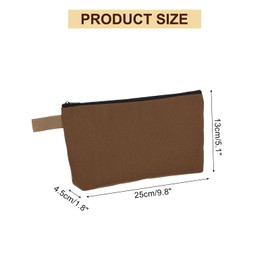 uxcell Canvas Makeup Bags, 10 Pcs Travel Cosmetic Bags Bulk, Multipurpose Plain Toiletry Zipper Pouches Blank DIY Craft Bags Pencil Bag for Women Teens, Brown