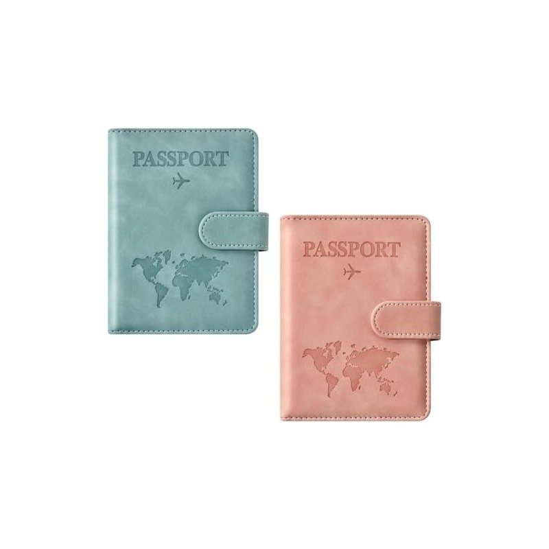 Porta Pasaporte con Bloqueo RFID, Set de 2 Fundas para