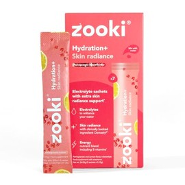Zooki Electrolytes+ Skin Radiance Hydration Electrolytes Sachets – Pomegranate Lemon Flavour Electrolytes with Damasty Rose Extract, B Vitamins & Vitamin C, Sugar Free Hydration Sachets (7 Servings)