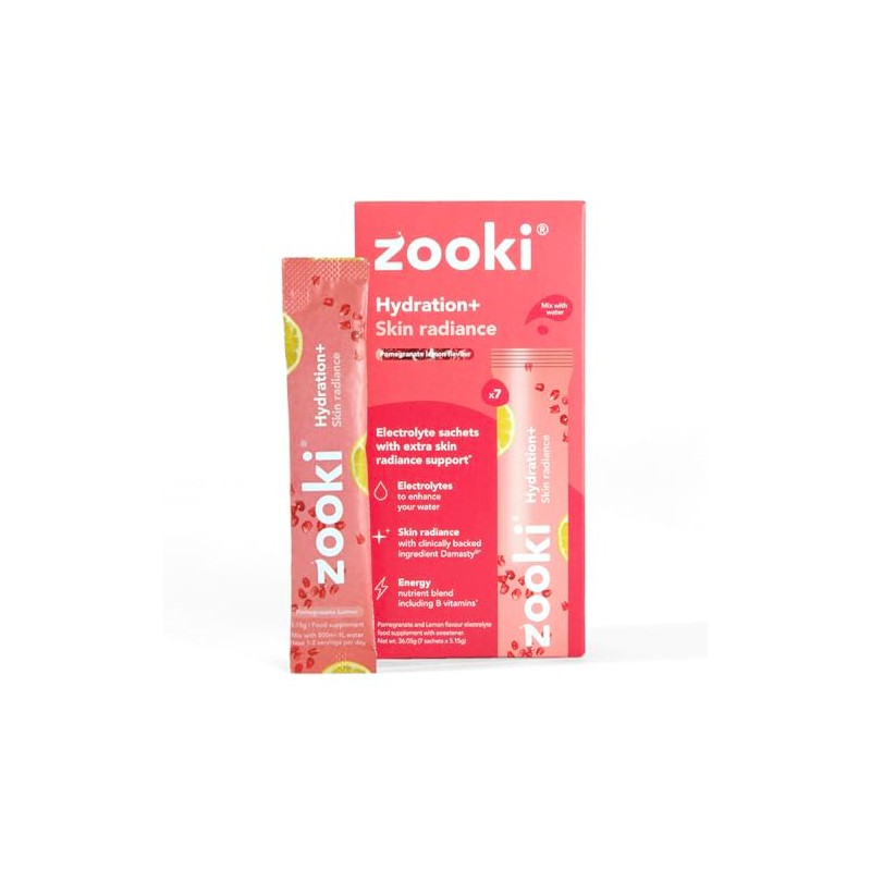 Zooki Electrolytes+ Skin Radiance Hydration Electrolytes Sachets – Pomegranate Lemon