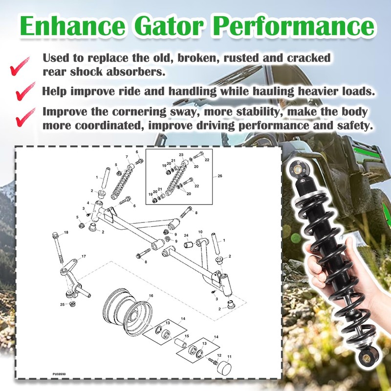 AM130448 Front Shock Absorber Suspension Kit Single for Gator TH