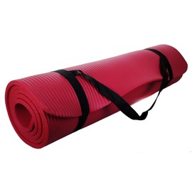 Shop4Omni Yoga mat 72" X 24" - Extra Thick Exercise Mat - with Carrying Strap for Travel (Red)