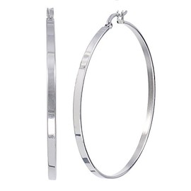S.Michael Designs Stainless Steel 25MM Flat Sq. Round Hoop Earring