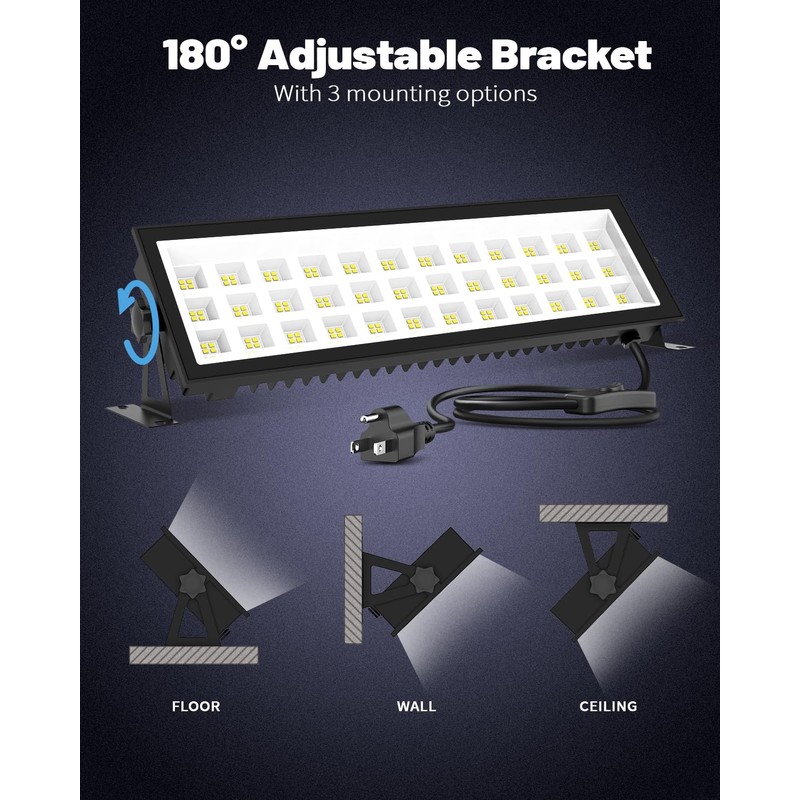 Linkable LED Shop Light(Built-in Outlet), 100W 15000LM Aluminum Plug in