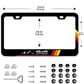 2Pack Tri-Color Stainless Steel License Plate Frames Holder with Screw Caps Rust-Proof, Weather-Proof fit for Toyota Tacoma 4Runner Tundra Rav4 Highlander Sequoia TRD -Yellow02