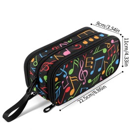 Fustylead Music Notes Big Capacity Pencil Pen Case, Multi-Purpose Makeup Bag Organizer Storage Pouch for Office College School Hiking Travel