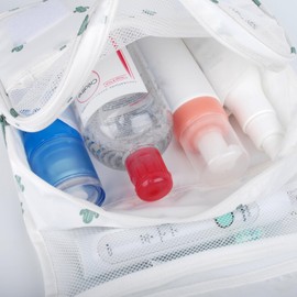 Narwey Narwey Hanging Toiletry Bag Women Travel Toiletries Bag Cosmetic Bag Makeup Bag Water-Resistant Organizer for Girls (White Cactus)