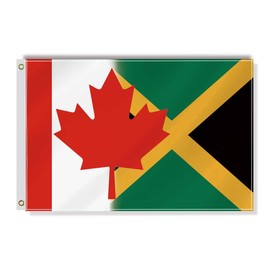 Jamaica Canada Combo Small Flag,12×18 Inch Two Layer Fabric Small Banner,1×1.5 FT Jamaican Canadian Nautical Decor,Mini Digital Printed 150D Polyester Banner With Brass Grommet
