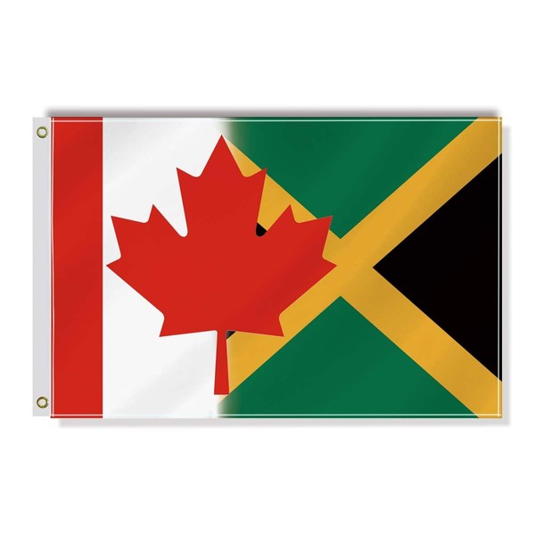 Jamaica Canada Combo Small Flag,12×18 Inch Two Layer Fabric Small