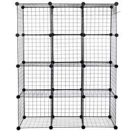 HANGKAI 12 Cubes Storage Shelf Wire Metal Grid,DIY Closet Cabinet,Multi Organizer Unit Modular Cubbies Bookcase for Living Room 36.6" L x 48.6" W x 12.4" H,White