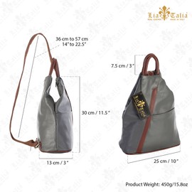 LiaTalia Unisex Backpack Bag - 100% Soft Italian Leather - Convertible Strap to Use as a Sling Handbag - Small Rucksack Duffle Bag - ALEX (Red - BlackTrim)