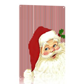 VNWEK Metal Christmas Sign - Vintage Santa Striped Tin Wall Art Decor - 8x12 Inch Santa Claus Picture