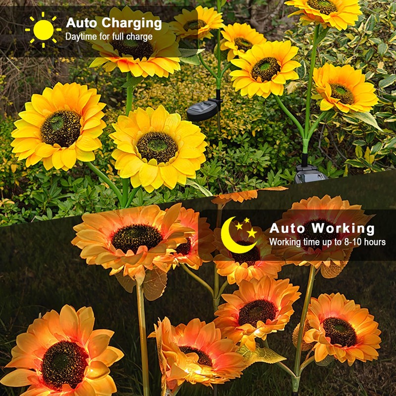 Solar Lights Outdoor Decorative, Upgraded 2 Pack with 6 Solar