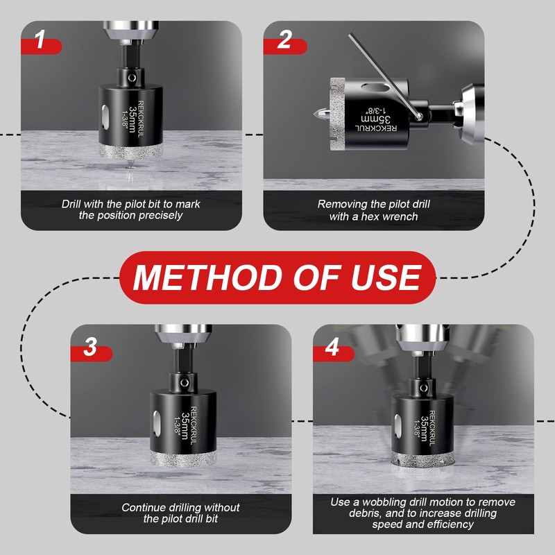 REKCKRUL 2 Inch Diamond Hole Saw with Pilot Drill Bit,