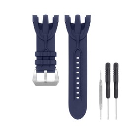 SANDEIN 38mm Watch Band Compatible with Invicta, Soft Silicone Rubber Replacement Wrist Strap for Invicta Venom Reserve Chronograph Watch Straps (Blue + Silver Buckle)